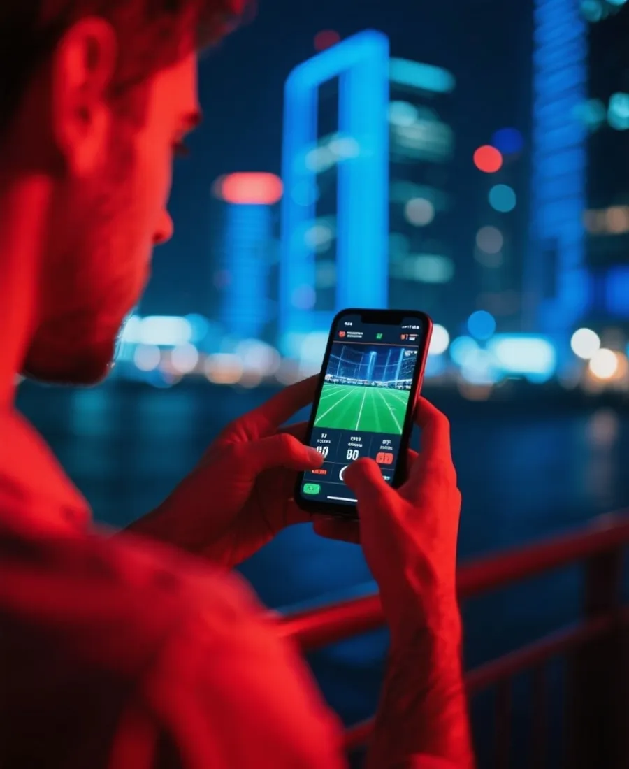 手機觀看賽事與比分更新示意圖
